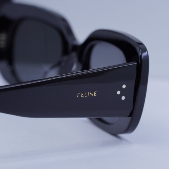 Celine CL40287U 01A Rectangle Sunglasses–Shiny Black\Grey - Picture 6 of 9